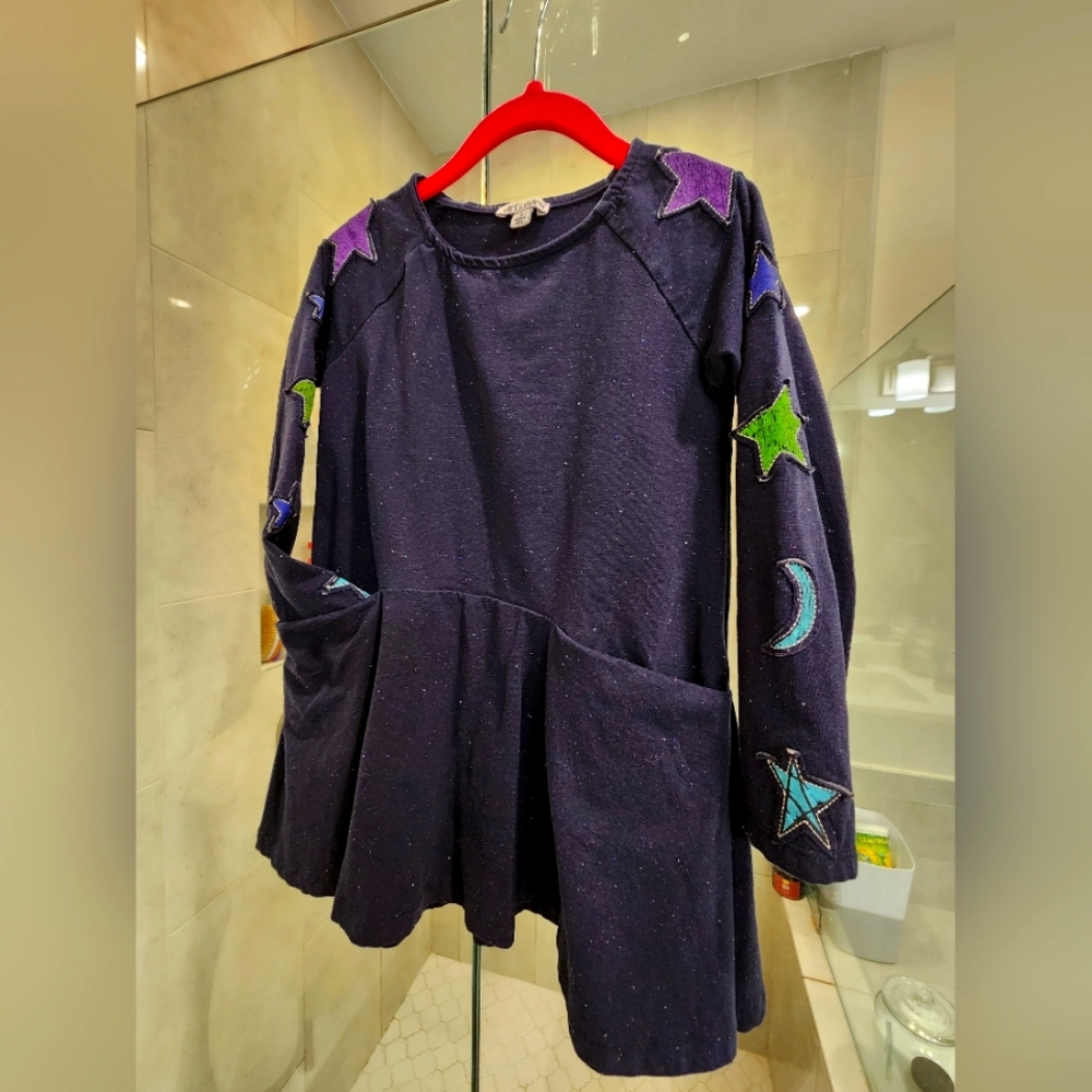 Art & Eden Long Sleeve Speckled Navy Skater Dress w/ Pockets - Toddler 3